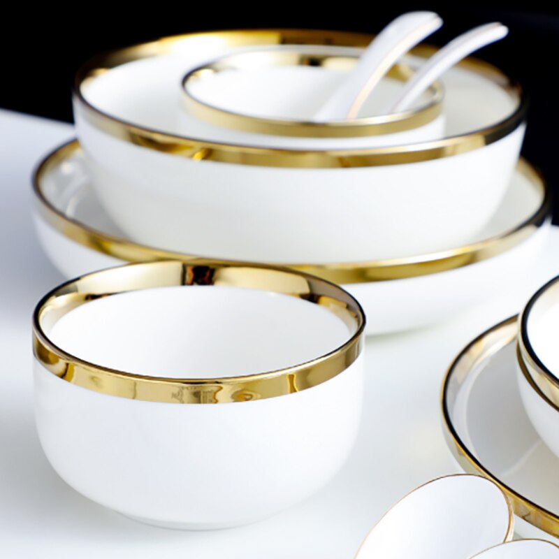 Ceramic Gold Plated Edge Tableware Set