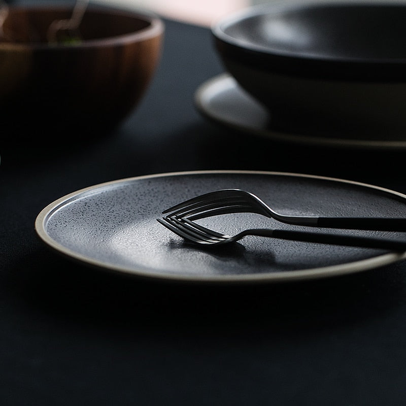 Black Ceramic Dinner Plate