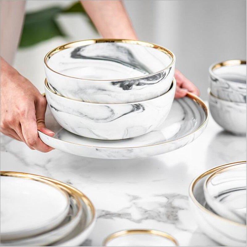 Gold Marble Ceramic Dishes