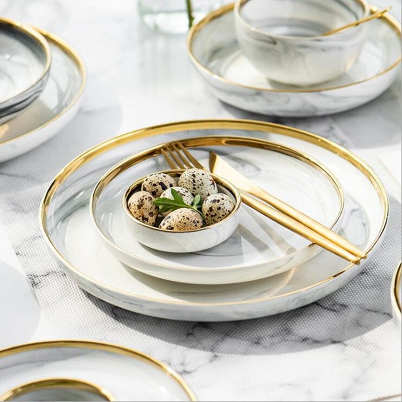 Gold Marble Ceramic Dishes
