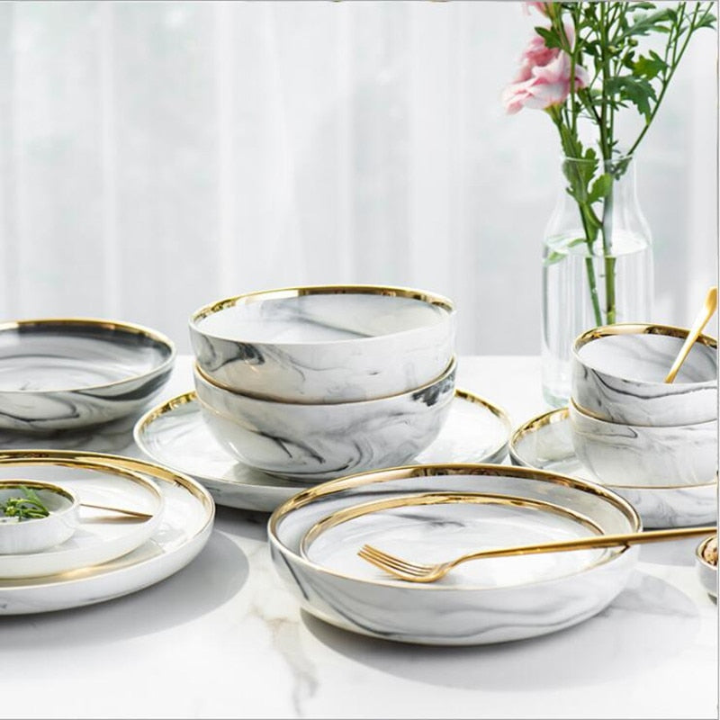 Gold Marble Ceramic Dishes