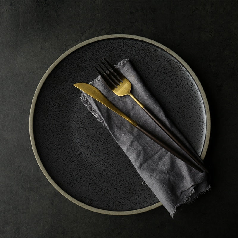 Black Ceramic Dinner Plate