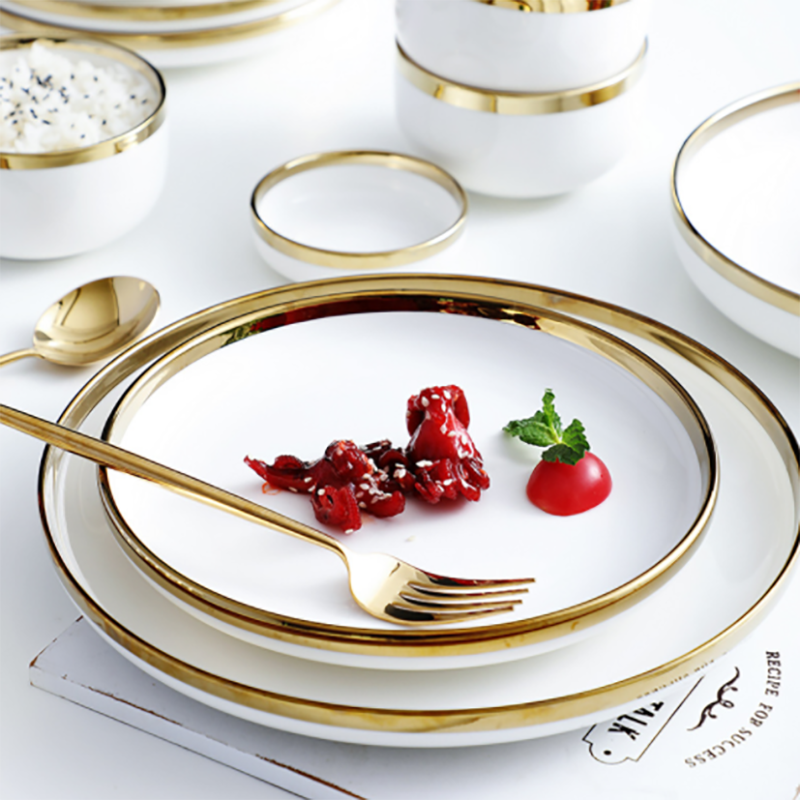 Ceramic Gold Plated Edge Tableware Set