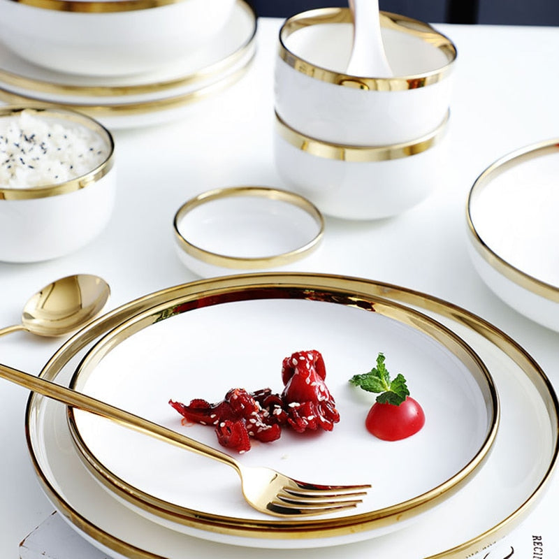 Ceramic Gold Plated Edge Tableware Set