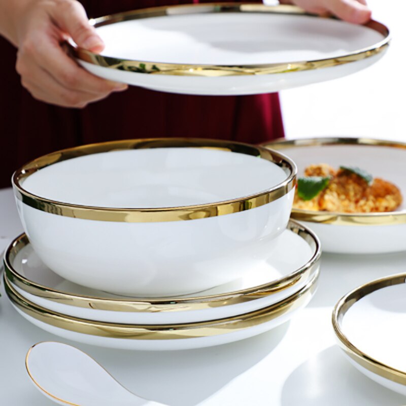 Ceramic Gold Plated Edge Tableware Set