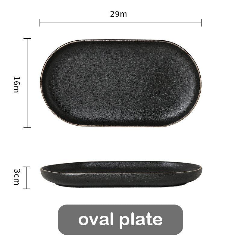 Black Matte Gold Edge Dinnerware Set