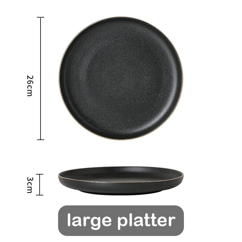 Black Matte Gold Edge Dinnerware Set