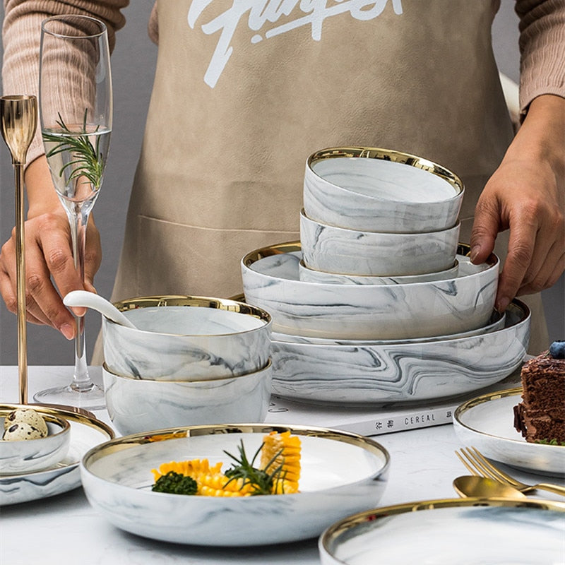 Gold Marble Ceramic Dishes