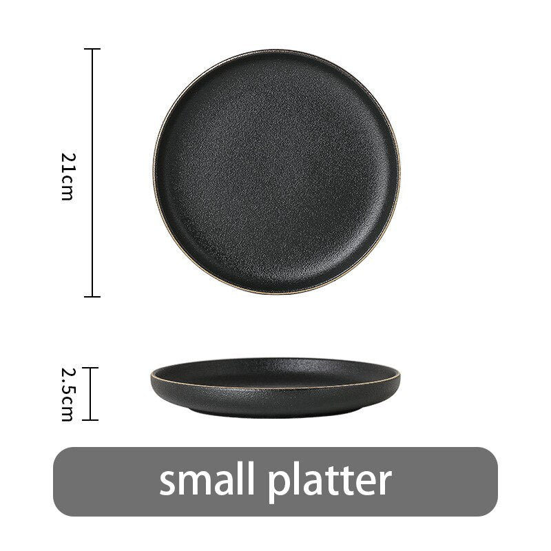 Black Matte Gold Edge Dinnerware Set