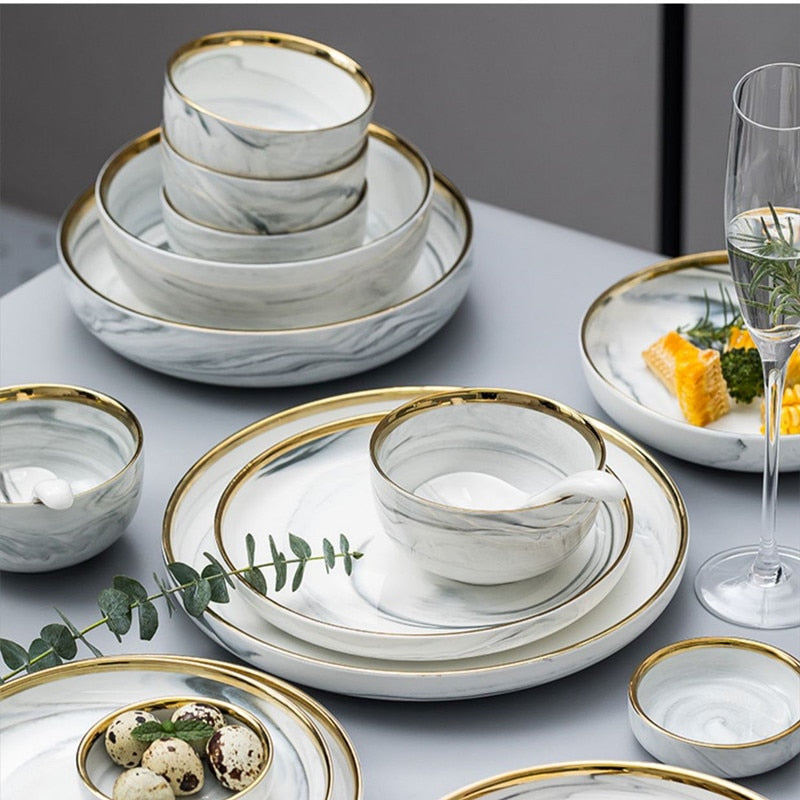 Gold Marble Ceramic Dishes