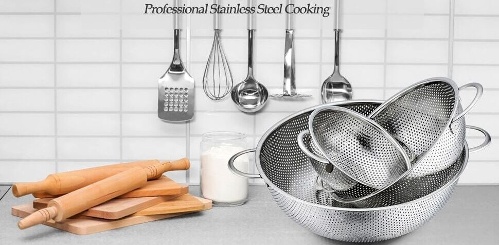 Stainless steel mesh strainer colander 3 set-silver_1