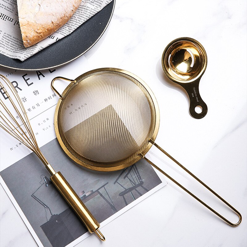 Gold Colander, Stainless Steel Spoon, Egg Separator