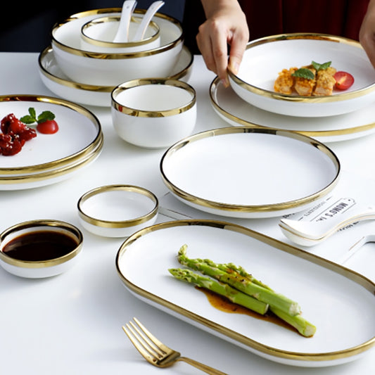 Ceramic Gold Plated Edge Tableware Set