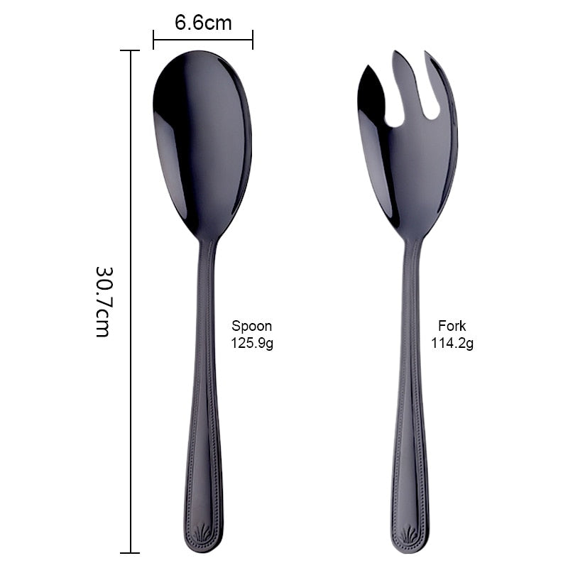 Big Stainless Steel Salad Spoon and Fork Set
