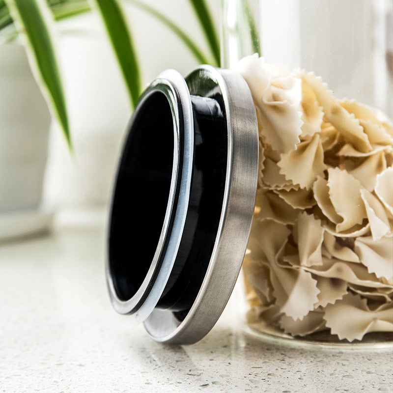 Glass Jar Container with Stainless Steel Cover for Cereals, Spices, Coffee etc
