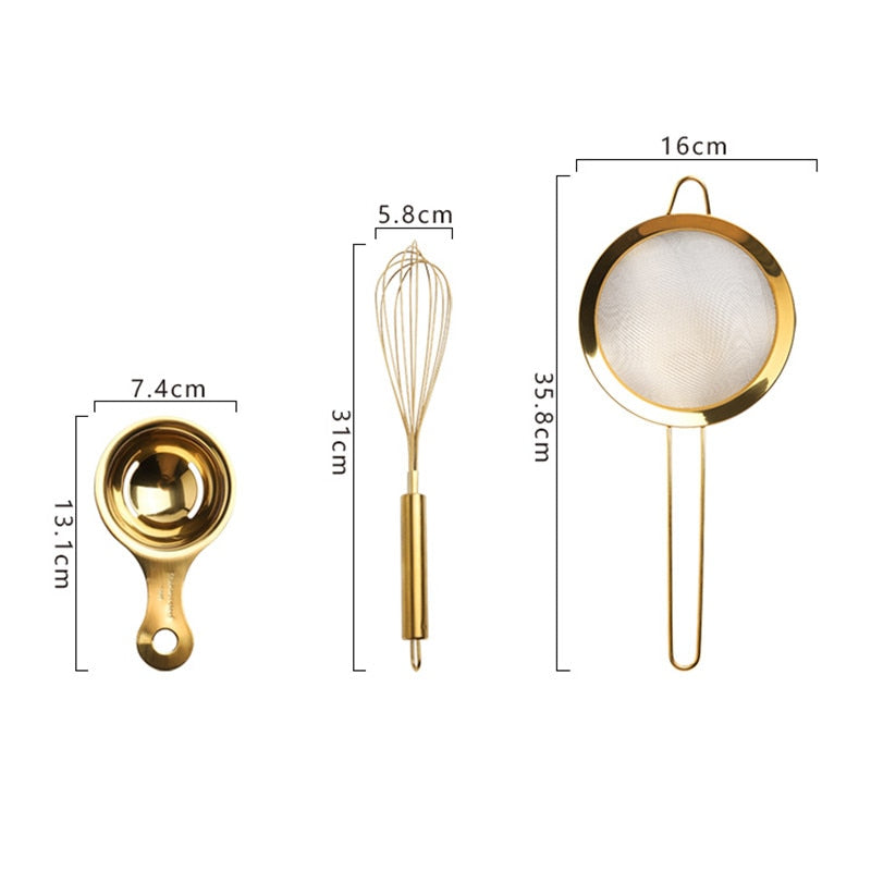 Gold Colander, Stainless Steel Spoon, Egg Separator