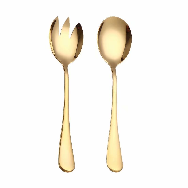 2Pcs Gold Stainless Steel Cutlery Set