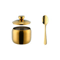 Gold Stainless Steel Seasoning, Spice, Salt and Sugar Condiment Pot Set