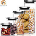 Glass Jar Container with Stainless Steel Cover for Cereals, Spices, Coffee etc