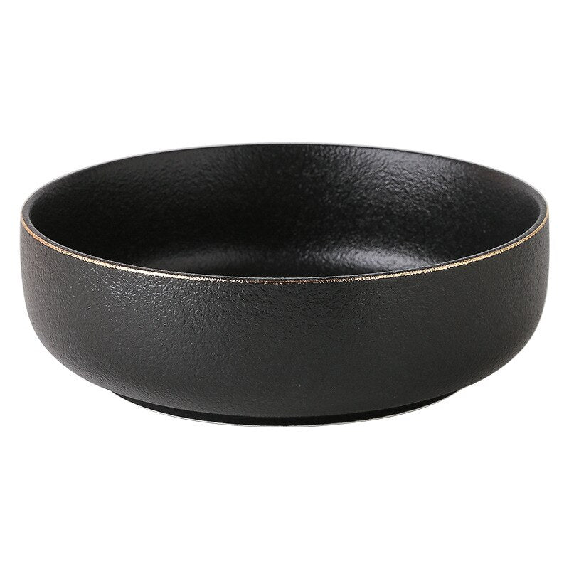 Black Matte Gold Edge Dinnerware Set