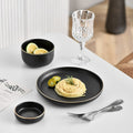 Black Matte Gold Edge Dinnerware Set